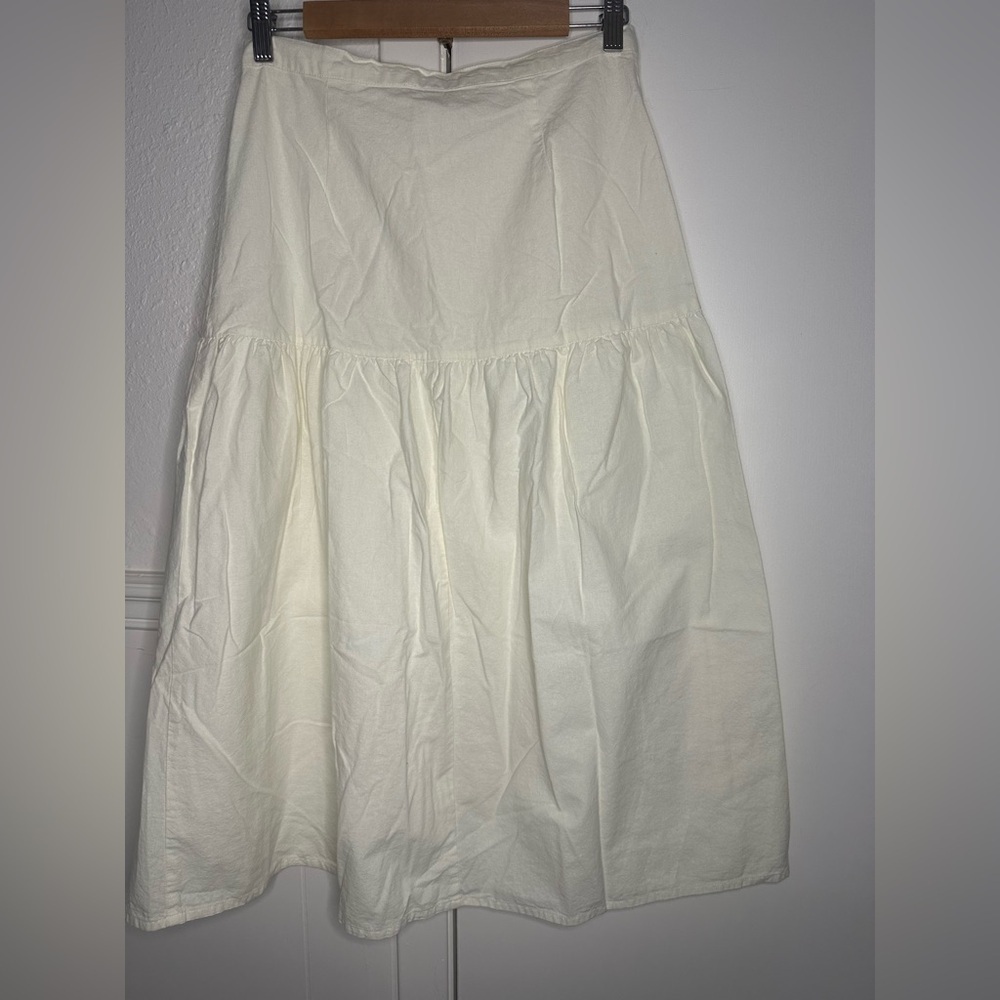 Free People Ivory Button-Down A-Line Skirt size 4 - Picture 2 of 7